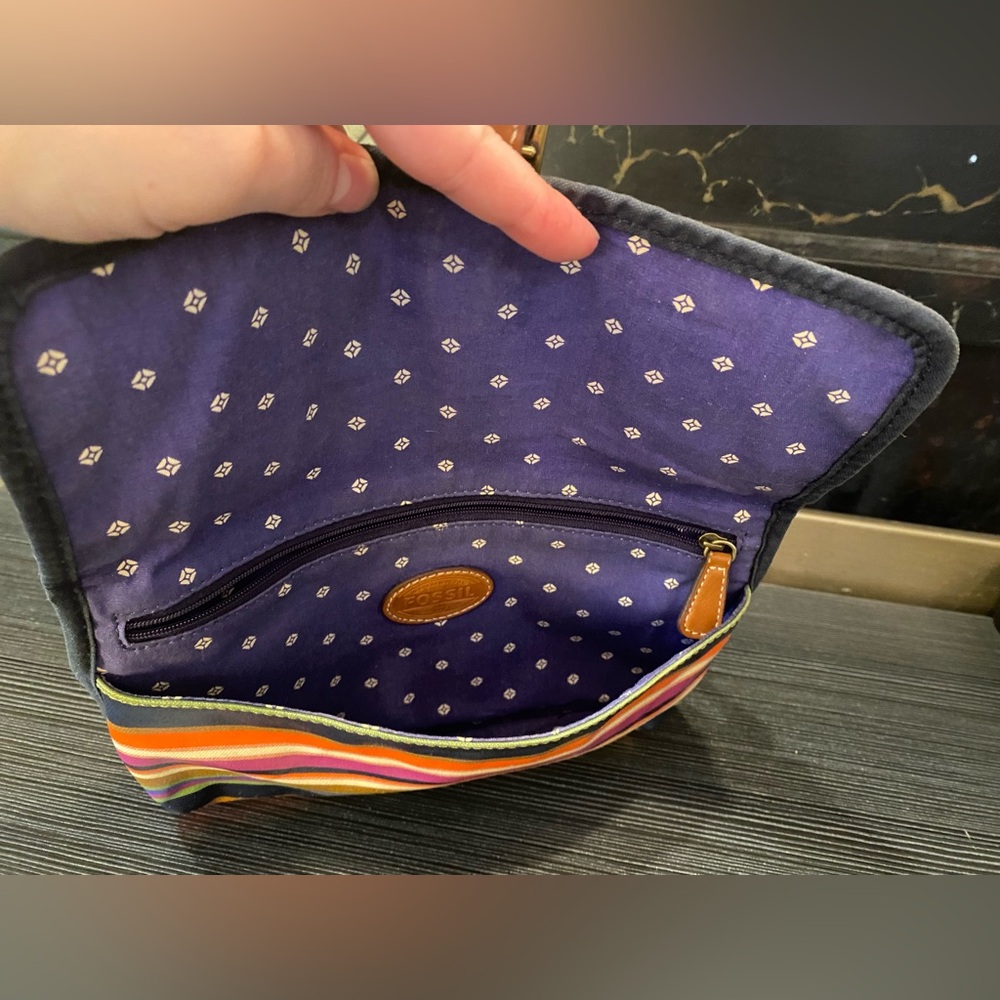 Fossil Crossbody Coated Canvas Multicolor Striped… - image 7